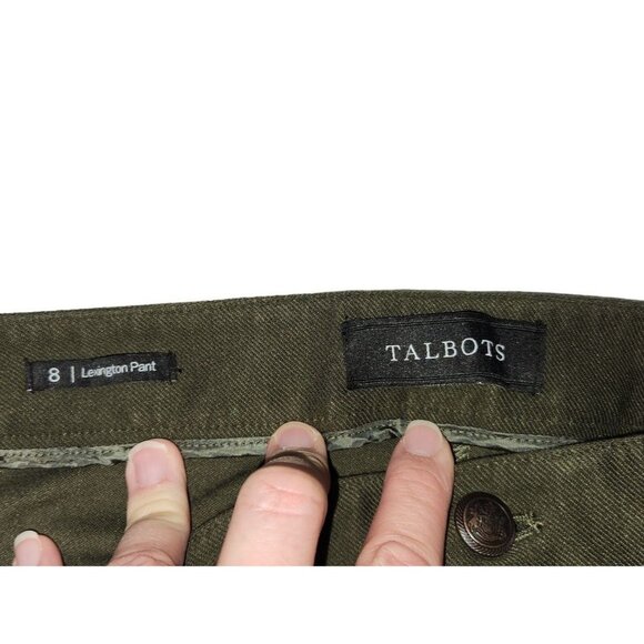 Talbots Womens Lexington Pants Size 8 Blend Khaki Green Button Closure Mid-Rise - Picture 4 of 7